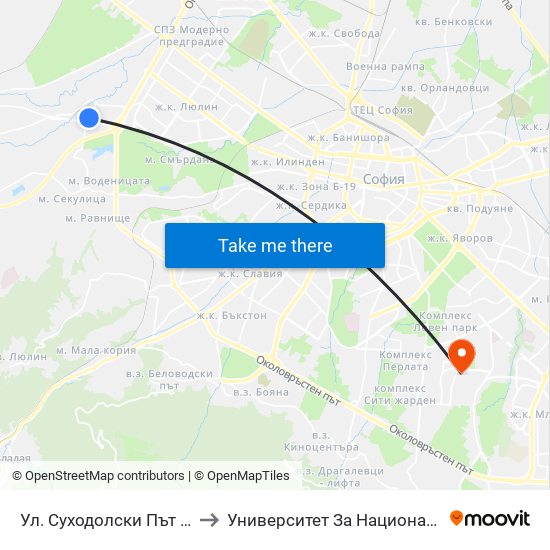 Ул. Суходолски Път / Suhodolski Pat (2199) to Университет За Национално И Световно Стопанство map