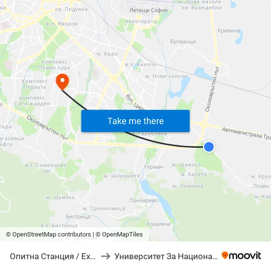 Опитна Станция / Experimental Station (1202) to Университет За Национално И Световно Стопанство map