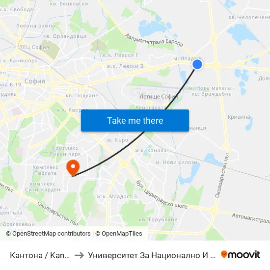 Кантона / Kantona (0788) to Университет За Национално И Световно Стопанство map