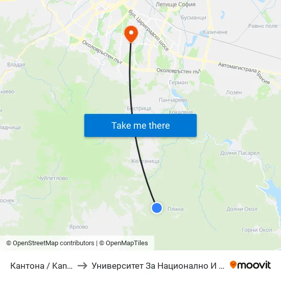 Кантона / Kantona (0791) to Университет За Национално И Световно Стопанство map