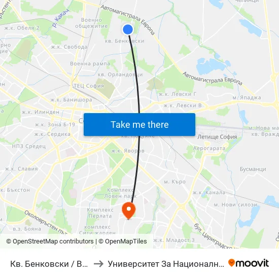 Кв. Бенковски / Benkovski Qr. (0806) to Университет За Национално И Световно Стопанство map