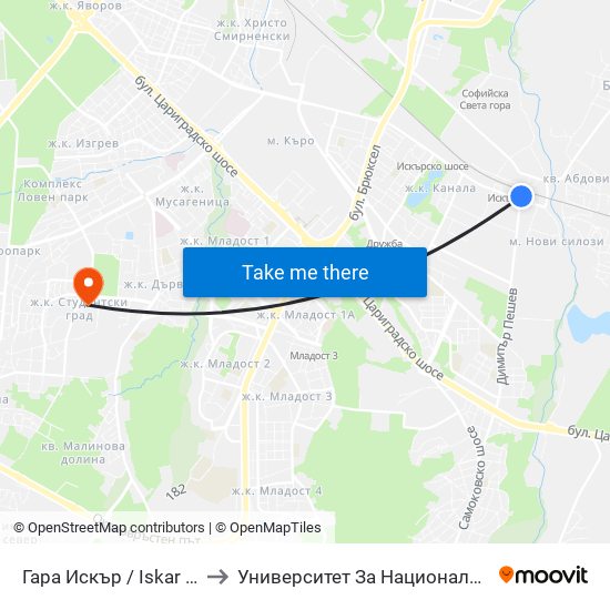 Гара Искър / Iskar Train Station (0826) to Университет За Национално И Световно Стопанство map
