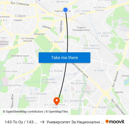 143-То Оу / 143-Th School (166) to Университет За Национално И Световно Стопанство map