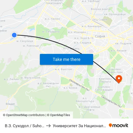 В.З. Суходол / Suhodol Villa Zone (0433) to Университет За Национално И Световно Стопанство map