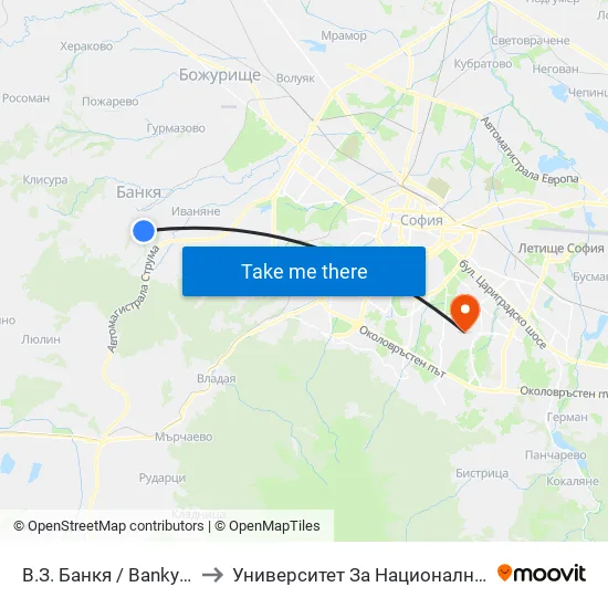 В.З. Банкя / Bankya Villa Zone (0431) to Университет За Национално И Световно Стопанство map