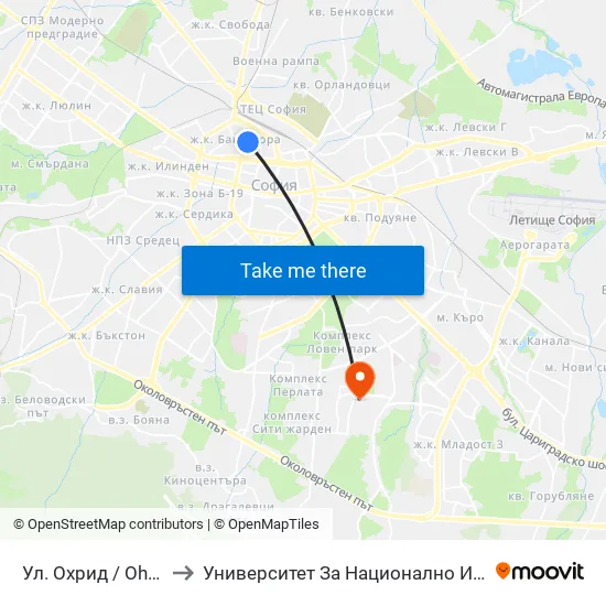 Ул. Охрид / Ohrid St. (2101) to Университет За Национално И Световно Стопанство map