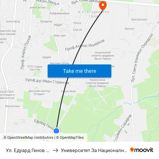 Ул. Едуард Генов / Edward Genov St. to Университет За Национално И Световно Стопанство map