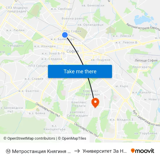 Ⓜ️ Метростанция Княгиня Мария Луиза / Kn. Maria Luisa Metro Station (6430) to Университет За Национално И Световно Стопанство map
