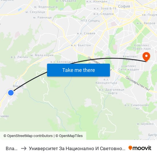 Владая to Университет За Национално И Световно Стопанство map