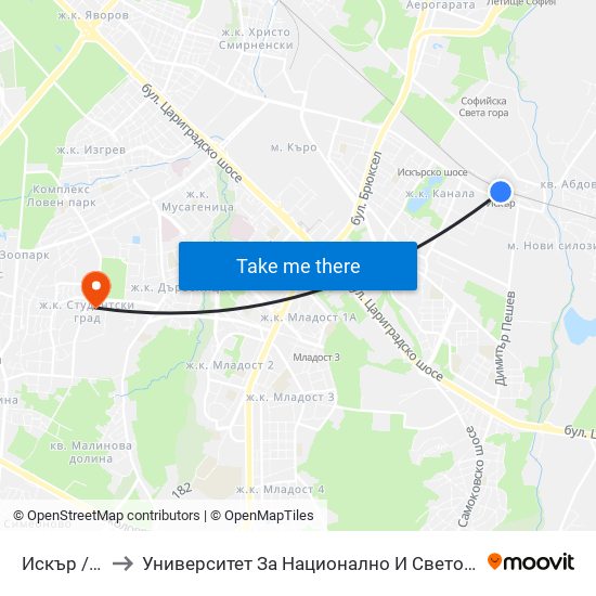 Искър / Iskar to Университет За Национално И Световно Стопанство map