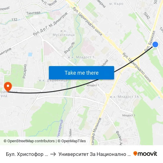 Бул. Христофор Колумб (0373) to Университет За Национално И Световно Стопанство map