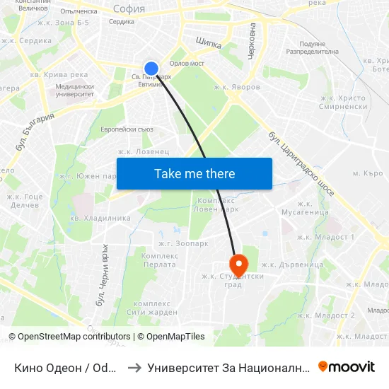 Ⓜ️ Кино Одеон / Odeon Cinema (0926) to Университет За Национално И Световно Стопанство map