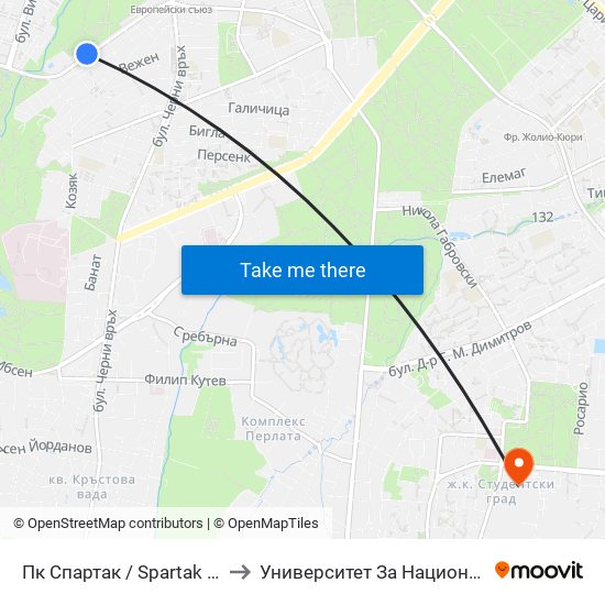 Пк Спартак / Spartak Swimming Complex (1344) to Университет За Национално И Световно Стопанство map