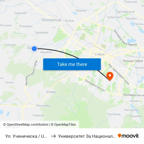 Ул. Ученическа / Uchenicheska St. (6347) to Университет За Национално И Световно Стопанство map