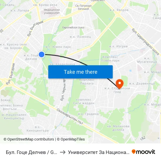 Бул. Гоце Делчев / Gotse Delchev Blvd. (0310) to Университет За Национално И Световно Стопанство map
