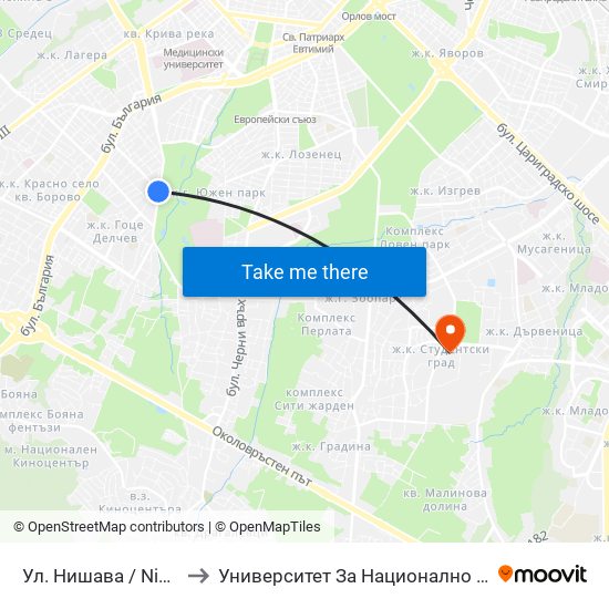 Ул. Нишава / Nishava St. (2063) to Университет За Национално И Световно Стопанство map