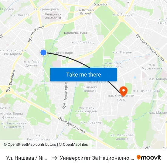 Ул. Нишава / Nishava St. (2063) to Университет За Национално И Световно Стопанство map