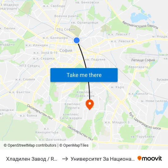 Хладилен Завод / Refrigerator Factory (2310) to Университет За Национално И Световно Стопанство map