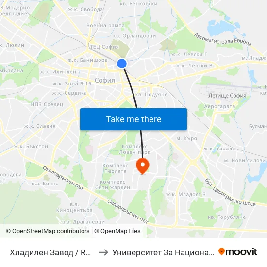 Хладилен Завод / Refrigerator Factory (2311) to Университет За Национално И Световно Стопанство map
