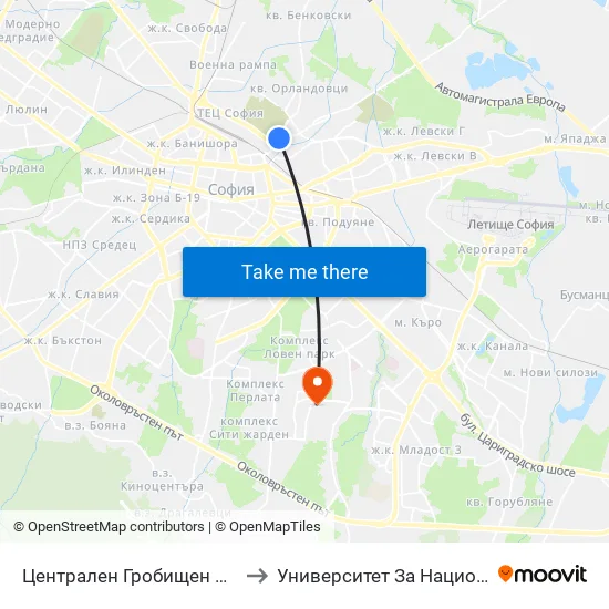 Централен Гробищен Парк / Sofia City Cemetery (2333) to Университет За Национално И Световно Стопанство map
