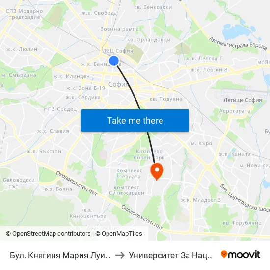 Бул. Княгиня Мария Луиза / Knyaginya Maria Luiza Blvd. (2829) to Университет За Национално И Световно Стопанство map