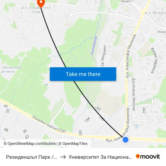 Резиденшъл Парк / Residential Park (2839) to Университет За Национално И Световно Стопанство map