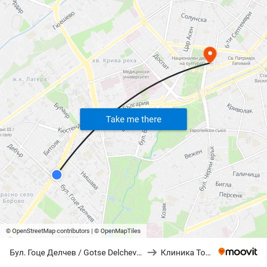 Бул. Гоце Делчев / Gotse Delchev Blvd. (0314) to Клиника Торакс-2 map