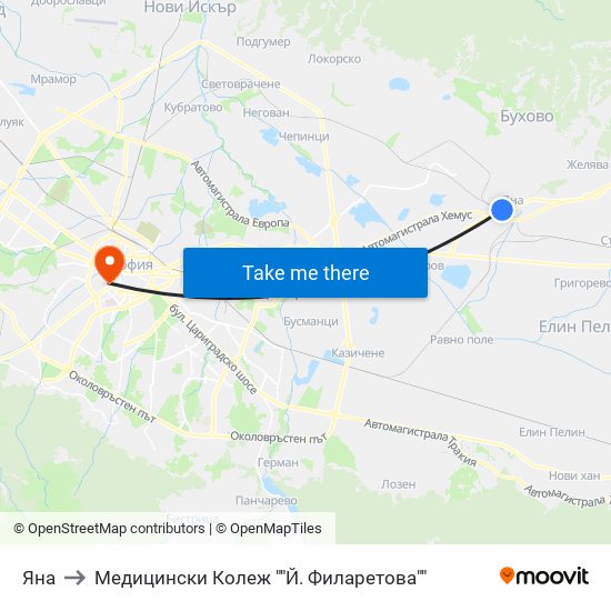 Яна to Медицински Колеж ""Й. Филаретова"" map