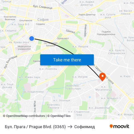 Бул. Прага / Prague Blvd. (0365) to Софиямед map