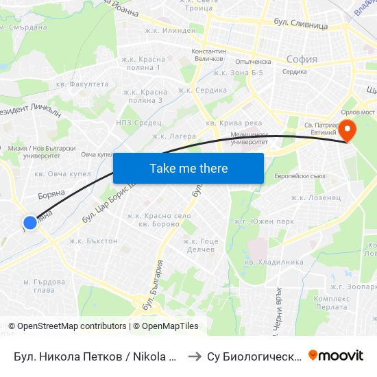 Бул. Никола Петков / Nikola Petkov Blvd. (0345) to Су Биологически Факултет map