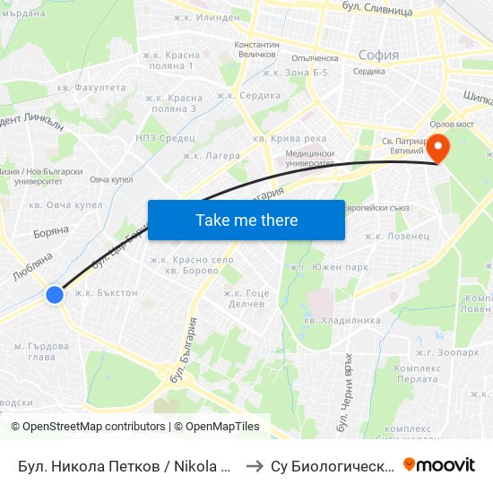 Бул. Никола Петков / Nikola Petkov Blvd. (0348) to Су Биологически Факултет map