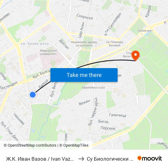 Ж.К. Иван Вазов / Ivan Vazov Qr. (0625) to Су Биологически Факултет map