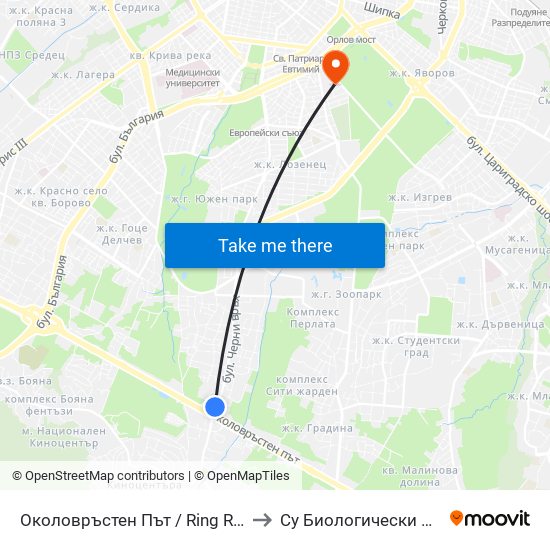 Околовръстен Път / Ring Road (1176) to Су Биологически Факултет map
