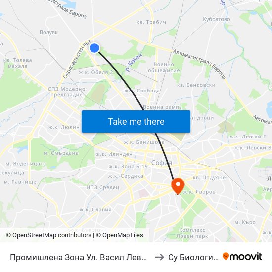 Промишлена Зона Ул. Васил Левски / Industrial Zone Vasil Levski St. (2722) to Су Биологически Факултет map