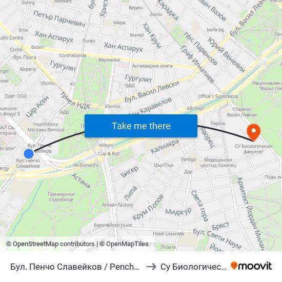 Бул. Пенчо Славейков / Pencho Slaveykov Blvd. (0356) to Су Биологически Факултет map