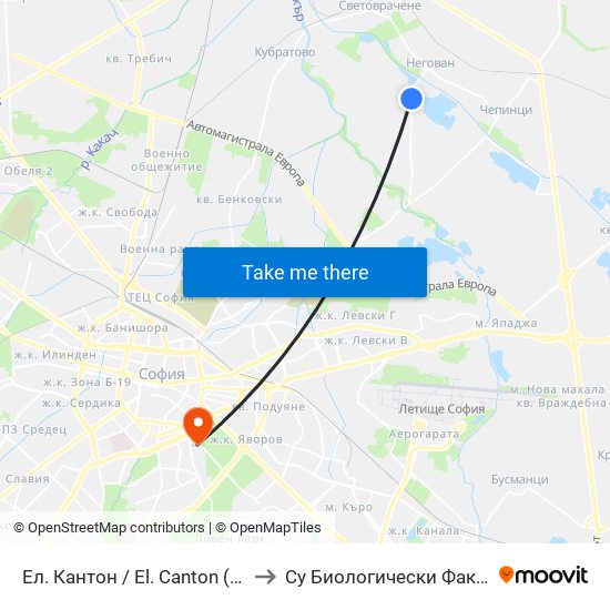 Ел. Кантон / El. Canton (0560) to Су Биологически Факултет map