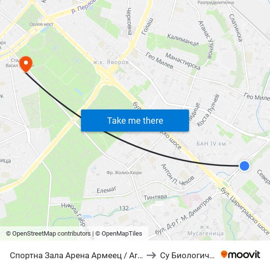 Спортна Зала Арена Армеец / Arena Armeets Sports Hall (2615) to Су Биологически Факултет map