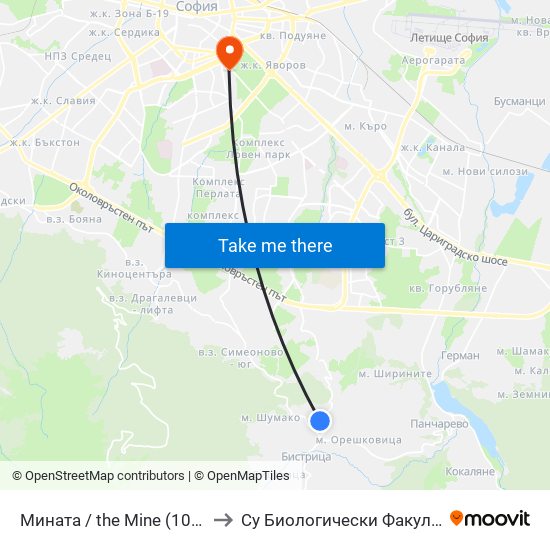 Мината / the Mine (1067) to Су Биологически Факултет map