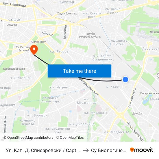 Ул. Кап. Д. Списаревски / Capt. S. Spisarevski St. (1979) to Су Биологически Факултет map