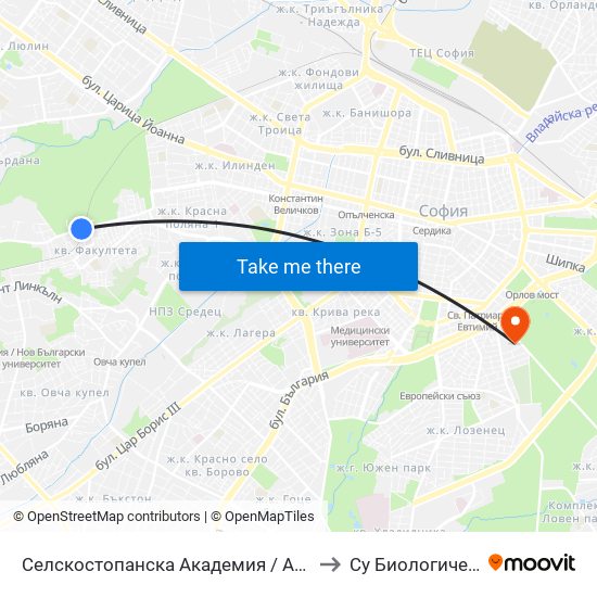 Селскостопанска Академия / Academy Of Agriculture (2290) to Су Биологически Факултет map
