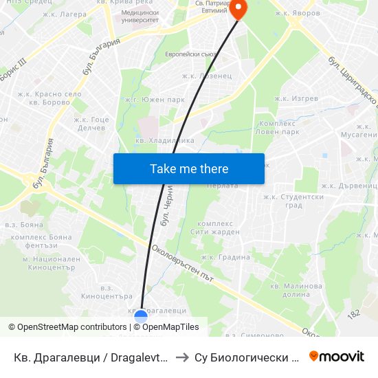 Кв. Драгалевци / Dragalevtsi Qr. (0836) to Су Биологически Факултет map