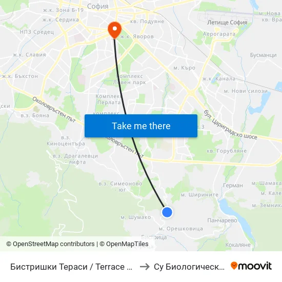 Бистришки Тераси / Terrace Of Bistritsa (2547) to Су Биологически Факултет map