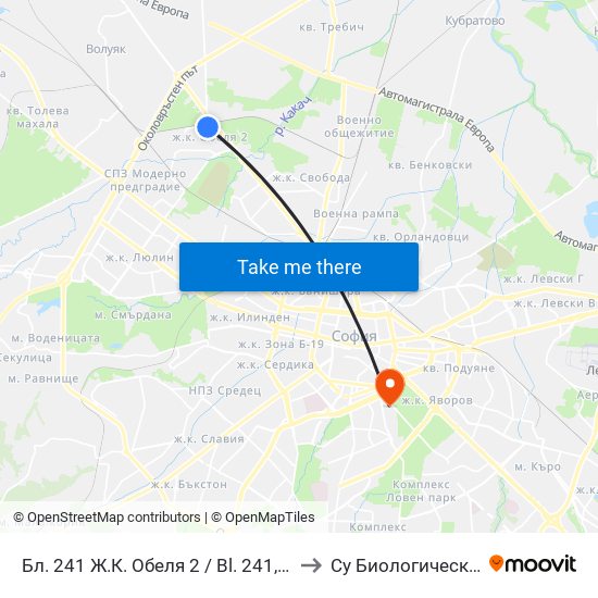 Бл. 241 Ж.К. Обеля 2 / Bl. 241, Obelya 2 Qr. (0171) to Су Биологически Факултет map