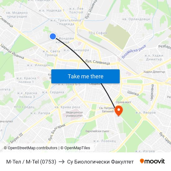 М-Тел / M-Tel (0753) to Су Биологически Факултет map