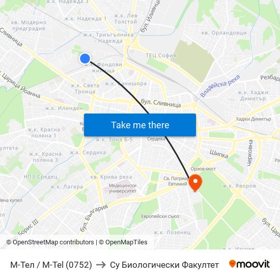 М-Тел / M-Tel (0752) to Су Биологически Факултет map