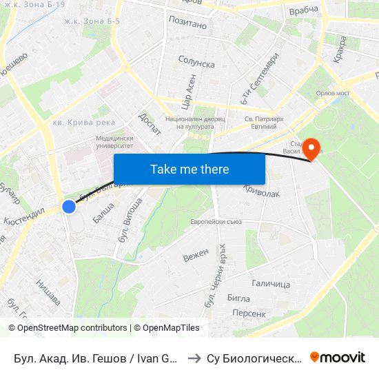 Бул. Акад. Ив. Гешов / Ivan Geshov Blvd. (0272) to Су Биологически Факултет map