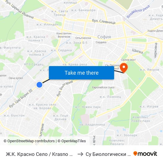 Ж.К. Красно Село / Krasno Selo Qr. (0640) to Су Биологически Факултет map