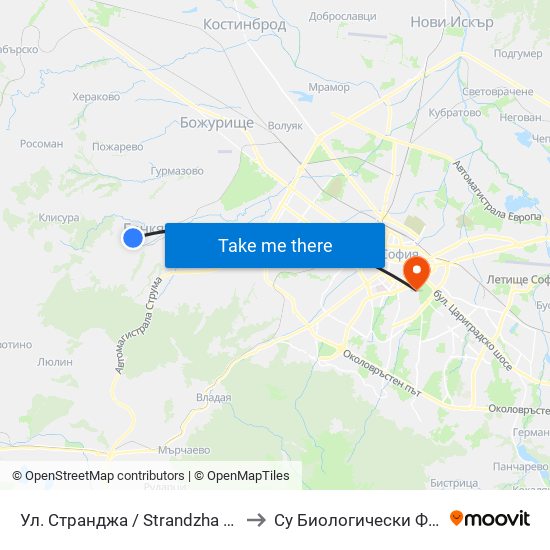 Ул. Странджа / Strandzha St. (0964) to Су Биологически Факултет map