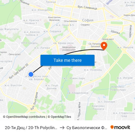 20-Ти Дкц / 20-Th Polyclinic (0017) to Су Биологически Факултет map