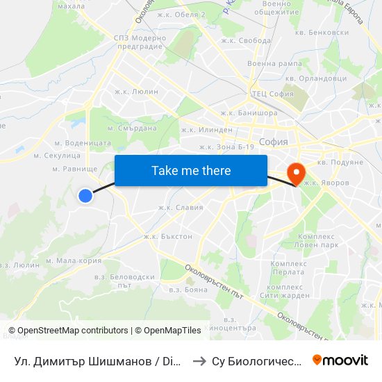 Ул. Димитър Шишманов / Dimitar Shishmanov St. to Су Биологически Факултет map